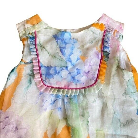 Gucci Baby Girl Floral Watercolor Print 100% Silk Dress - Picture 4 of 11